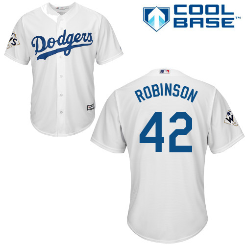 Dodgers #42 Jackie Robinson White Cool Base World Series Bound Stitched Youth MLB Jersey